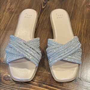 🎉🎉HP🎊🎊 A New Day Women's Silver Slide Sandals